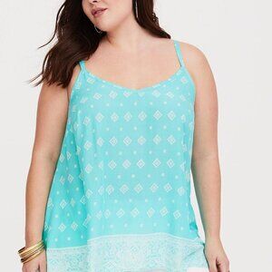 Torrid Sophie Challis Swing Cami Turquoise border NWT 1x